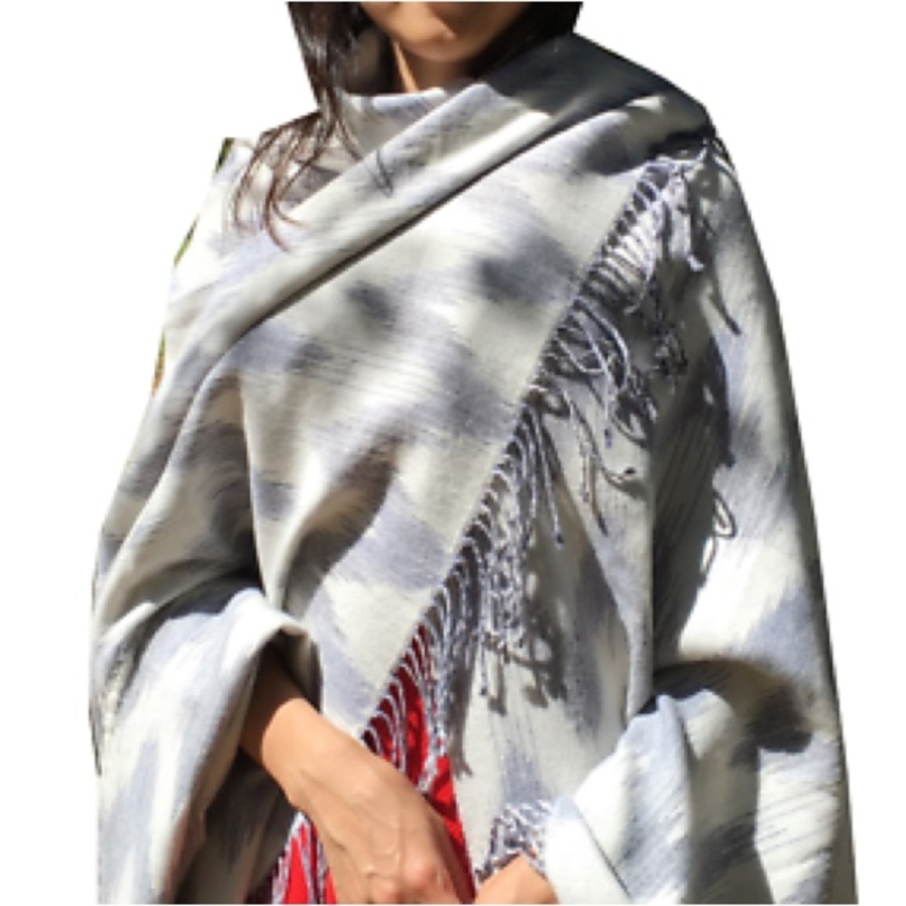 Plaid Fringe Scarf in Neutral Tones